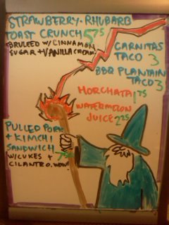 Brass Buckle specials board for Saturday, June 16, 2012